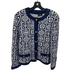 Alan Stuart Women's Blazer Jacket Button Up Vintage Knit Quilted Blue Size 12